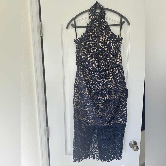NWT LULUS Women’s Divine Destiny Navy Blue Lace Midi Dress - Picture 13 of 14